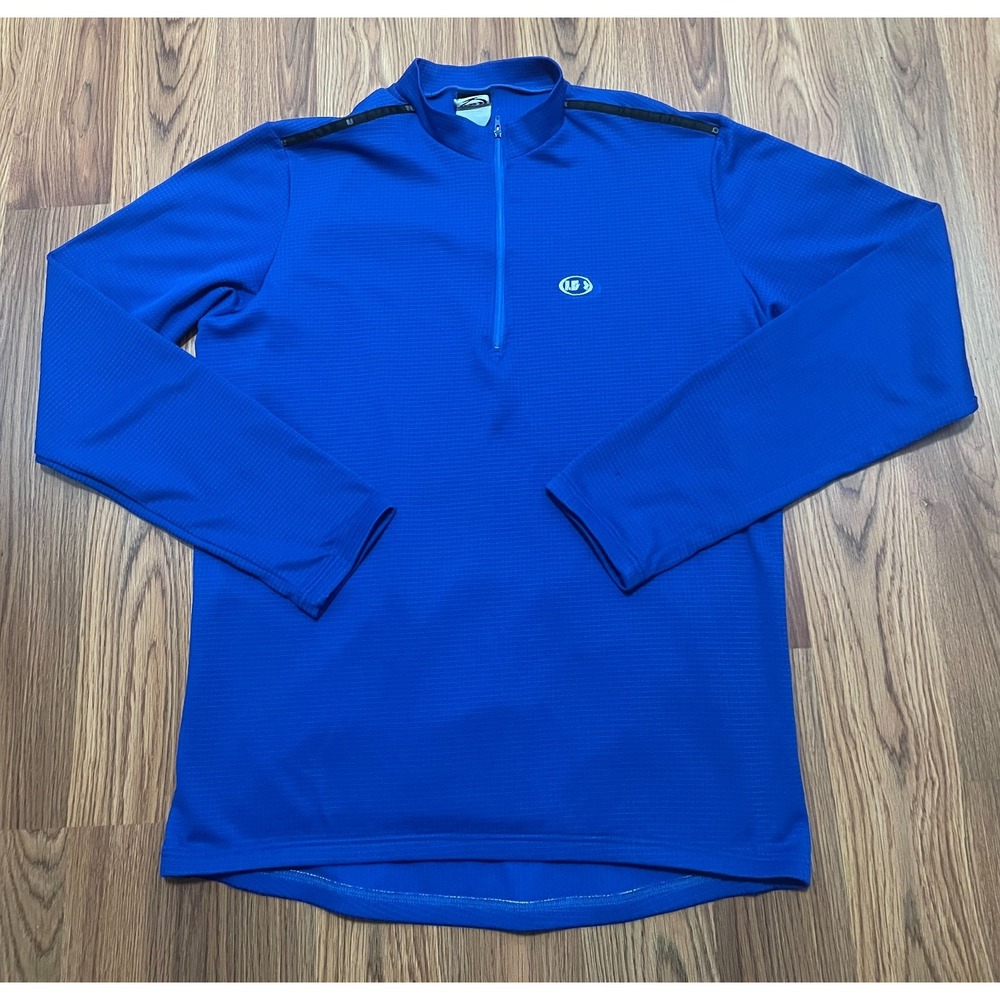 Louis Garneau Cycling Jersey Mens Medium Blue 1/4 Zip Long Sleeve